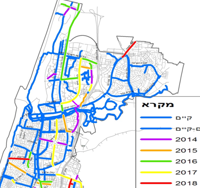 קובץ:שבילים מתוכננים - צפון תל אביב.PNG